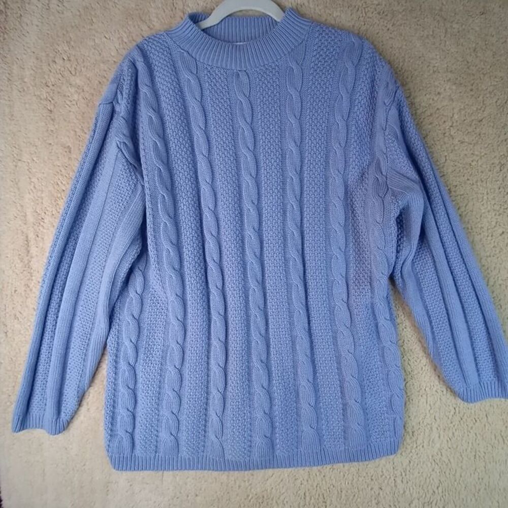 Baxter & Wells Women's Sz  L Light Purple Long Sleeve Cable Knit Sweater
